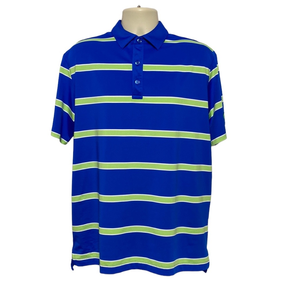 Callaway Blue Green Striped Athletic Polo Shirt M